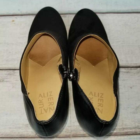 Naturalizer Black Suede Side Zip Heeled Ankle Shoe - Picture 7 of 7